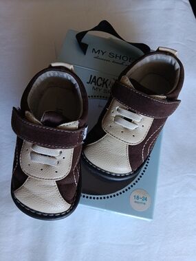 Jack & Lily Brown and Cream Baby Walker Shoes 18-24 Months